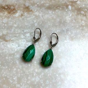 😍925 Silver & Malachite Teardrop Earrings😍 NWOT